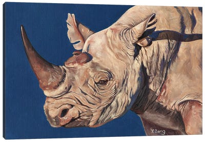 Rhino Portrait Canvas Art Print - Yue Zeng