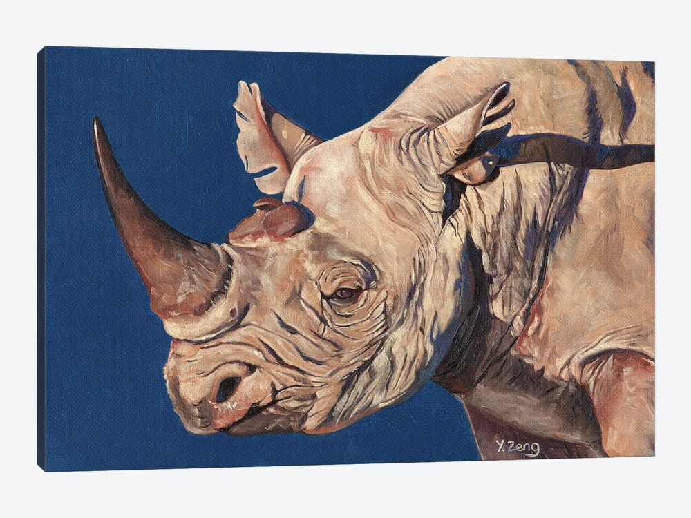 Rhino Portrait by Yue Zeng 1-piece Canvas Wall Art