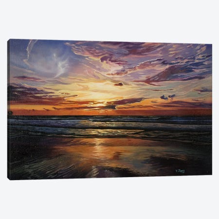 Sunset At Sea Canvas Print #YZG43} by Yue Zeng Canvas Artwork