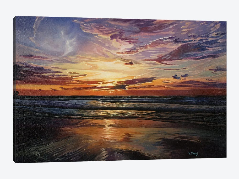 Sunset At Sea by Yue Zeng 1-piece Canvas Art Print