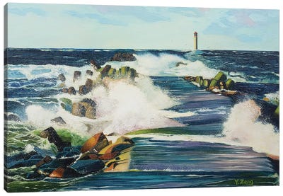 Pathway To Lighthouse Canvas Art Print - Cottagecore Goes Coastal
