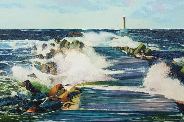 Cottagecore Goes Coastal: Pathway To Lighthouse by Yue Zeng