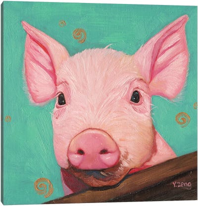 Pink Piggy Canvas Art Print - Yue Zeng