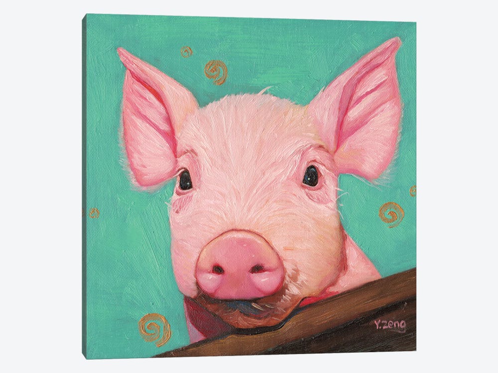 Pink Piggy by Yue Zeng 1-piece Canvas Artwork