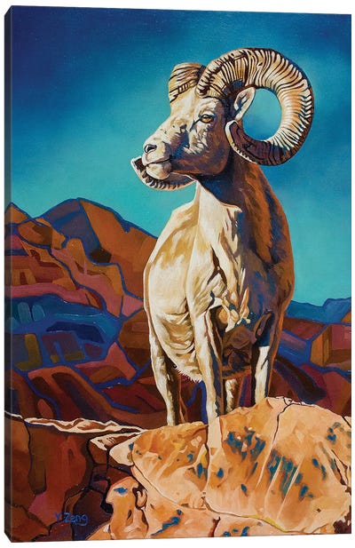 Mountain Pride Big Horn Sheep Canvas Art Print - Yue Zeng