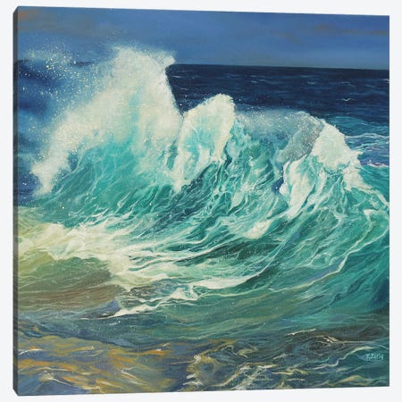 Ocean Waves Canvas Print #YZG55} by Yue Zeng Canvas Art
