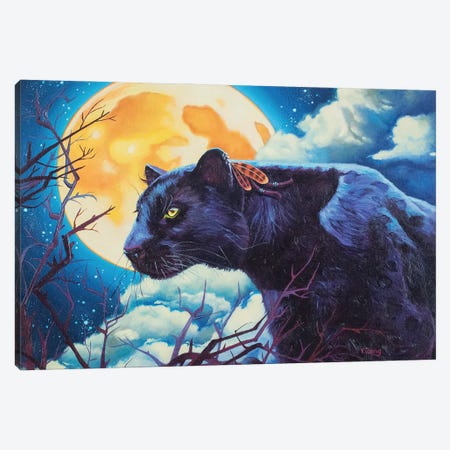 Night Watcher Black Panther Canvas Print #YZG57} by Yue Zeng Canvas Wall Art