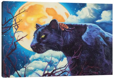 Night Watcher Black Panther Canvas Art Print - Yue Zeng