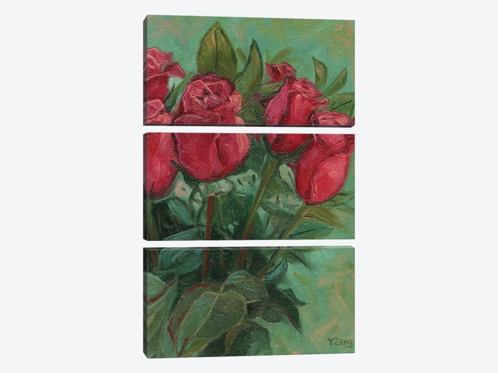 Red Roses by Yue Zeng 3-piece Canvas Art