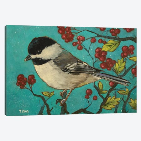 Chickadee Bird Canvas Print #YZG63} by Yue Zeng Canvas Art