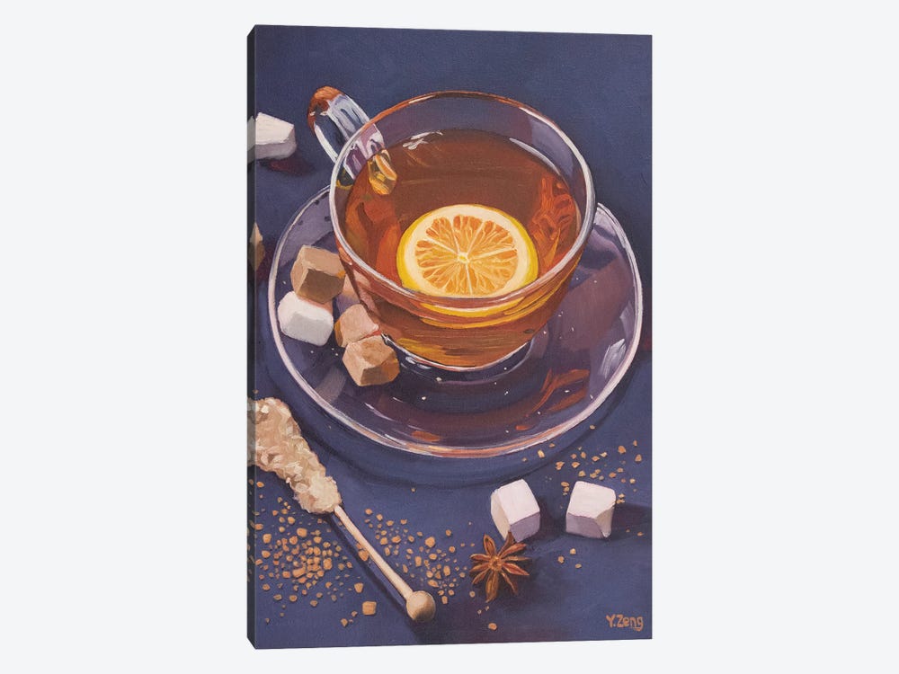 Lemon Tea And Sugar Cubes 1-piece Canvas Print