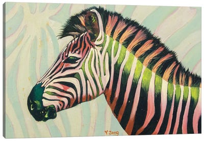 Neon Zebra Canvas Art Print - Chromatic Kingdom