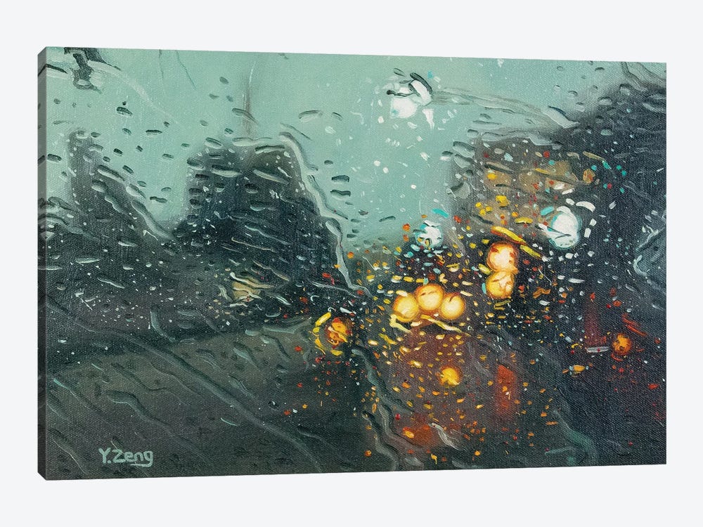 Rainy Street by Yue Zeng 1-piece Canvas Artwork