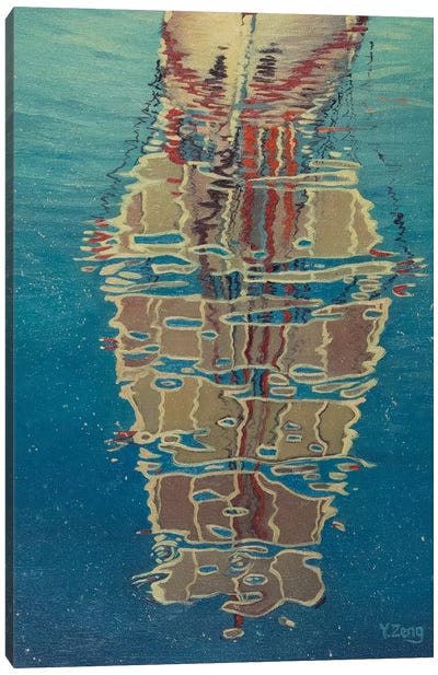 Reflection Of Boat Sail Canvas Art Print - Reflective Moments