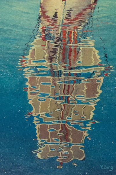 Reflective Moments: Reflection Of Boat Sail by Yue Zeng