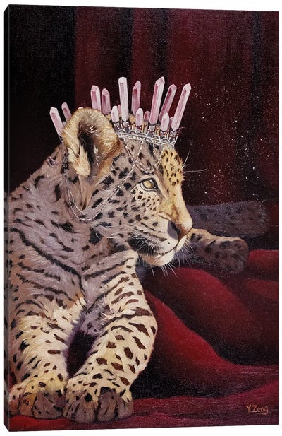Princess Leopard Oil Canvas Art Print - Royalty
