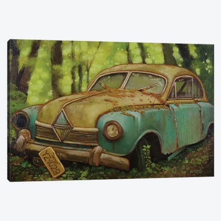 Abandoned Car Oil Canvas Print #YZG81} by Yue Zeng Canvas Wall Art