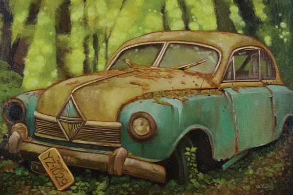 Yue Zeng: Abandoned Car Oil by Yue Zeng