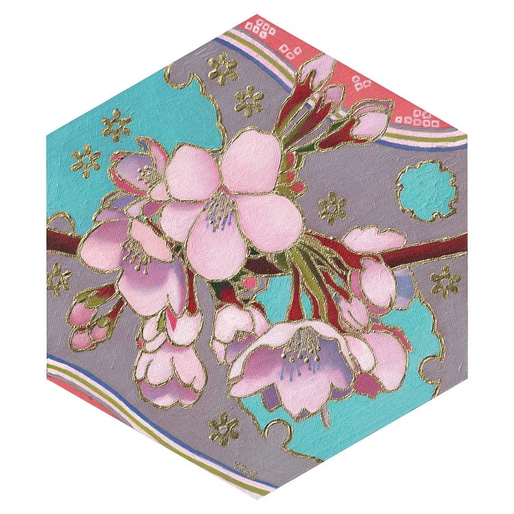 Travel Jewelry Pouch in Cherry Blossom Antique Gold