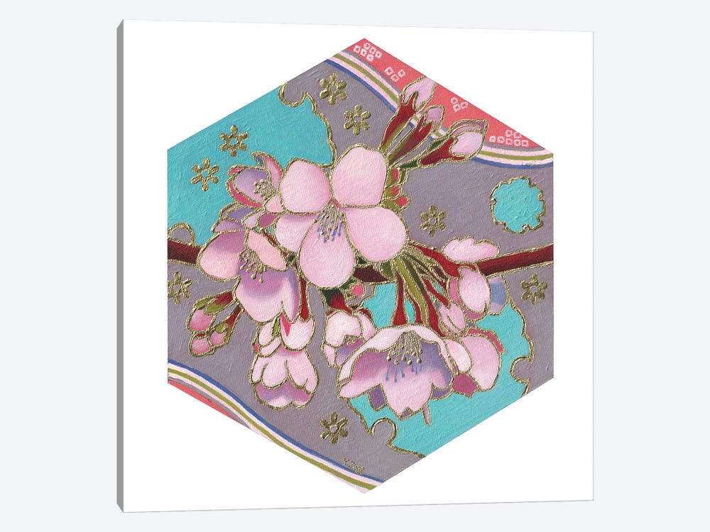 Sakura Haruyuki Hexagon by Yue Zeng 1-piece Canvas Art