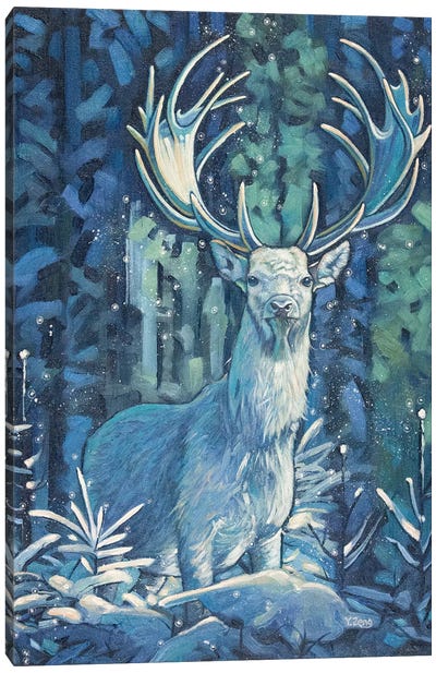 Frosty Stag  Oil Canvas Art Print - Yue Zeng