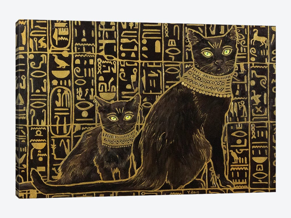Egyptian Black Cat Apprentice Oil by Yue Zeng 1-piece Canvas Art