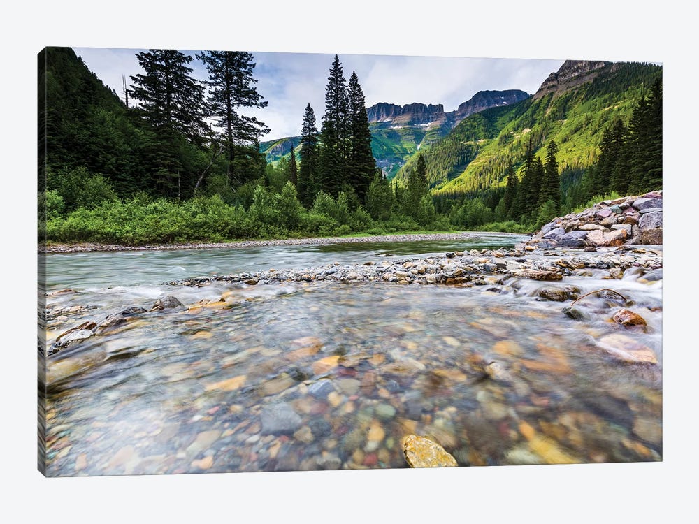 Stream, Rocks, Rushing Water, Glacier National Park, Montana by Yitzi Kessock 1-piece Canvas Art Print