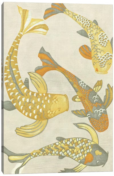 Golden Koi I Canvas Art Print - Japanese Décor