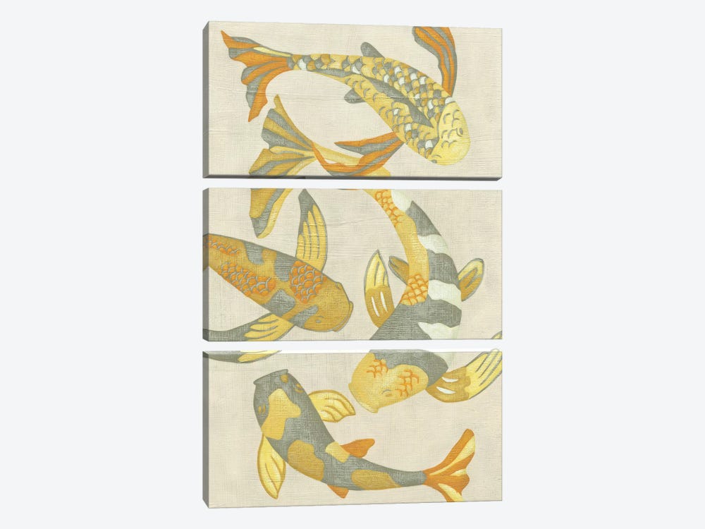 Golden Koi II by Chariklia Zarris 3-piece Canvas Print