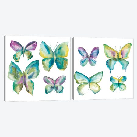 Jeweled Butterflies Diptych Canvas Print Set #ZAR2HSET003} by Chariklia Zarris Canvas Art Print