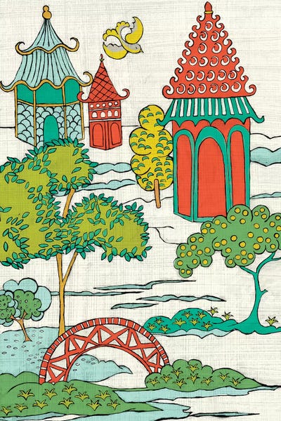 Pagoda Landscape I by Chariklia Zarris framed canvas print