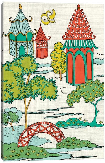 Pagoda Landscape I Canvas Art Print