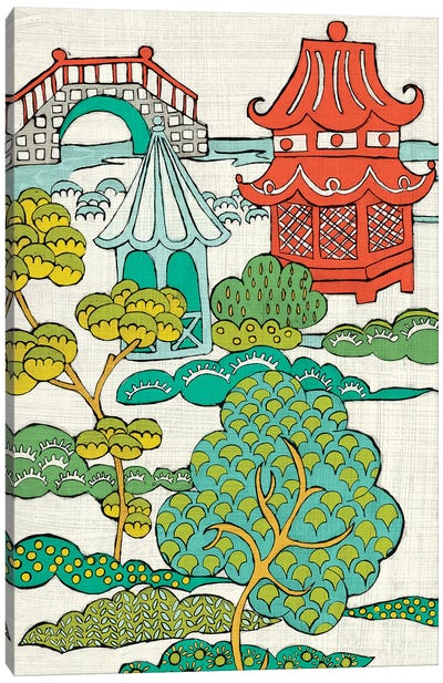 Pagoda Landscape II Canvas Art Print - Chariklia Zarris