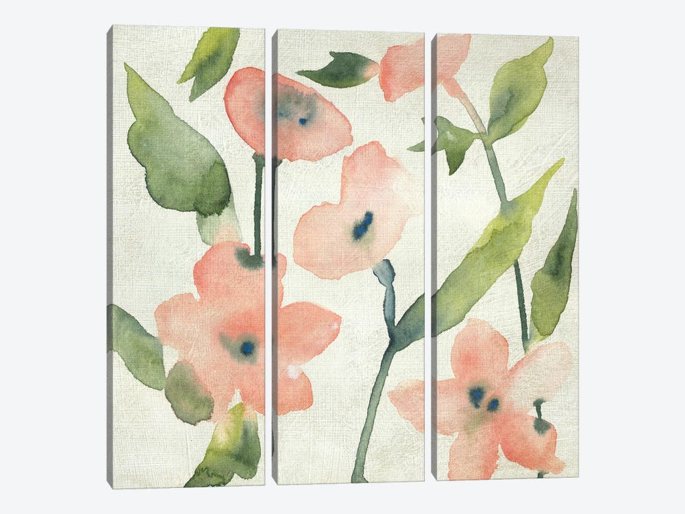 Blush Pink Blooms I by Chariklia Zarris 3-piece Canvas Art Print