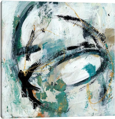 Combustion II Canvas Art Print - Teal Abstract Art
