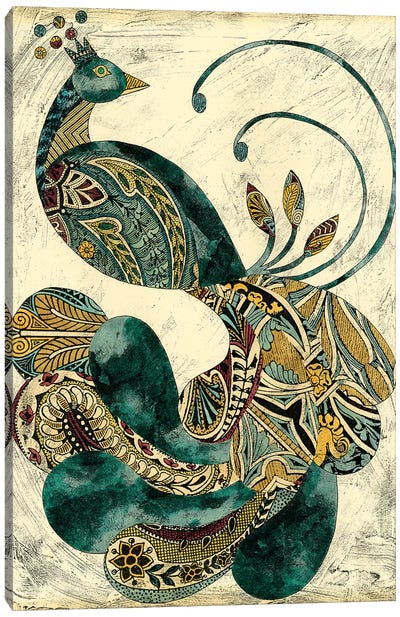 Royal Peacock I Canvas Art Print - Indian Décor