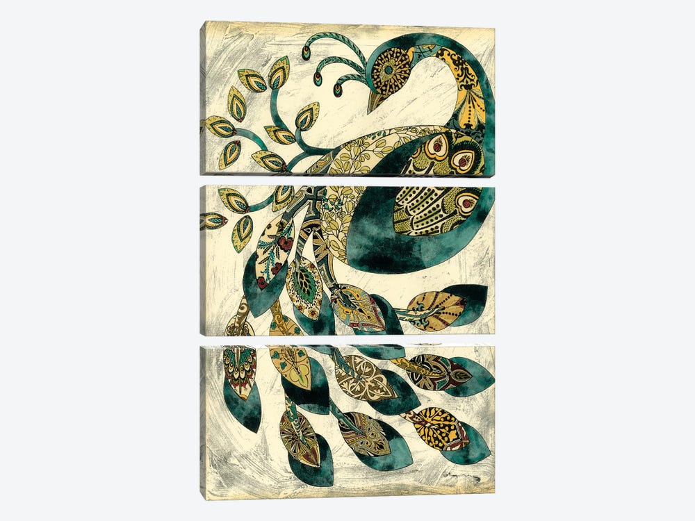 Royal Peacock II by Chariklia Zarris 3-piece Canvas Print