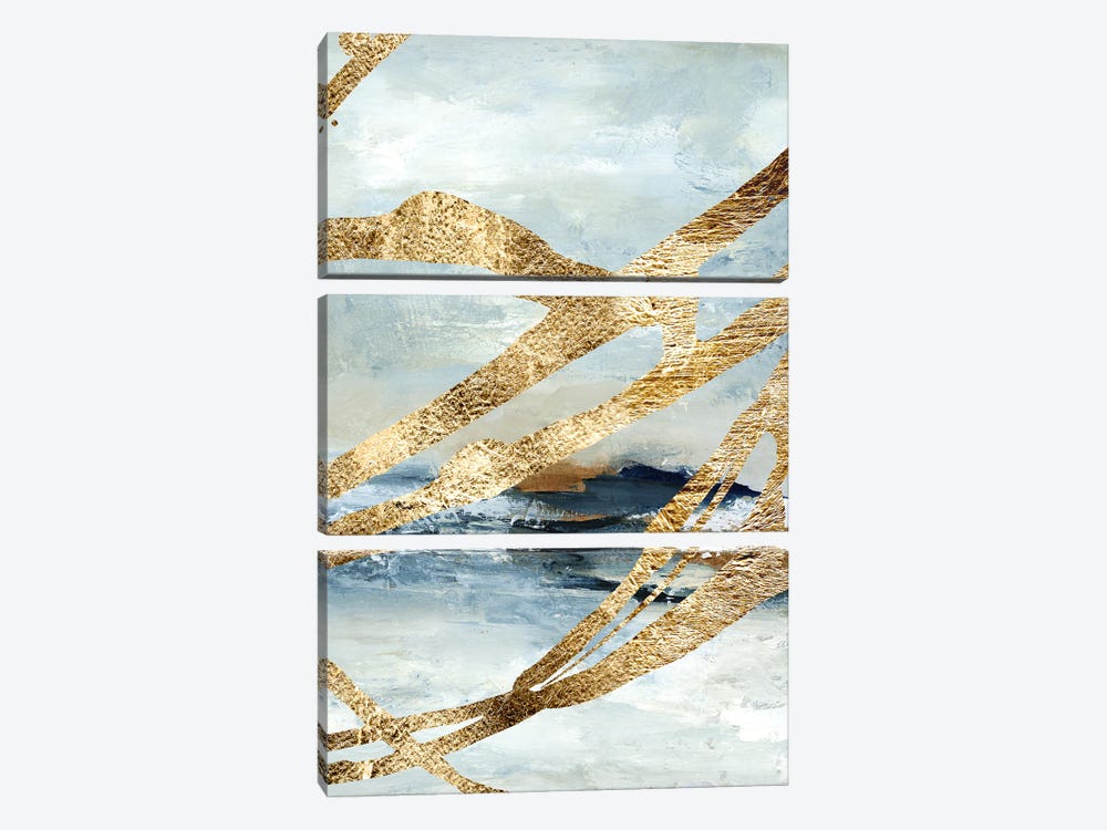 Breakers Gold by Zelda Crane 3-piece Canvas Art Print