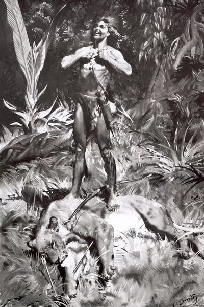 Tarzan of the Apes®, Chapter XI by Zdeněk Burian framed canvas print