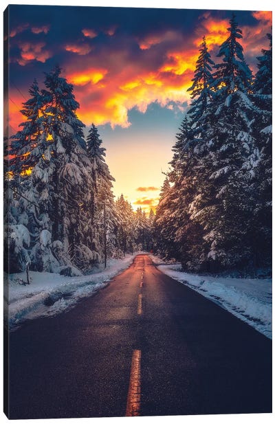 Fire And Ice Canvas Art Print - Trail, Path & Road Art