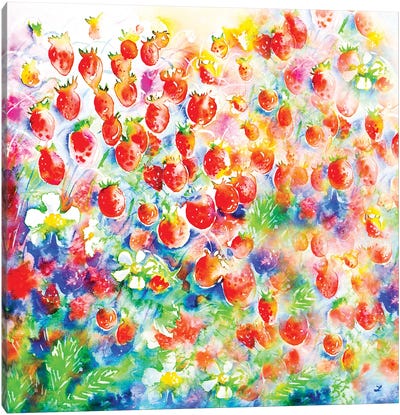 Summer Strawberries Canvas Art Print - Berry Art