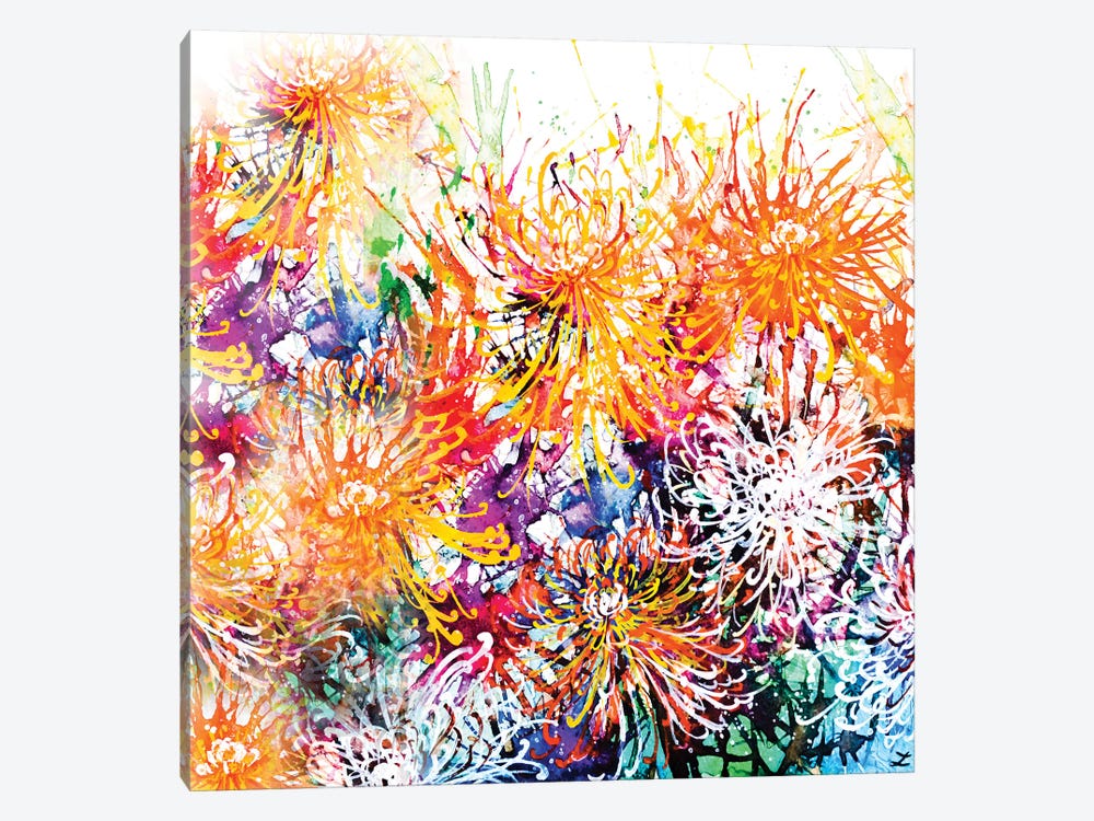 Sunny Chrysanthemums by Zaira Dzhaubaeva 1-piece Canvas Print