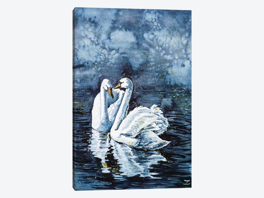 Swan Couple by Zaira Dzhaubaeva 1-piece Art Print