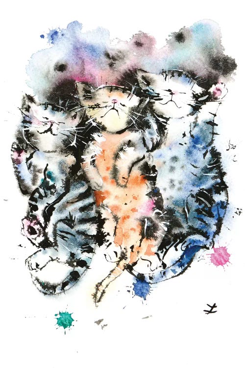 Three Sleeping Kittens by Zaira Dzhaubaeva wall art