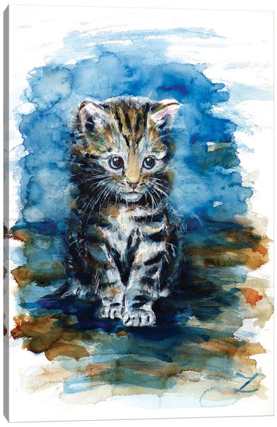 Timid Kitten Canvas Art Print - Tabby Cat Art