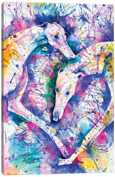 Transcendent Greyhounds Canvas Art Print - Zaira Dzhaubaeva