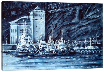 Tugboats Canvas Art Print - Harbor & Port Art