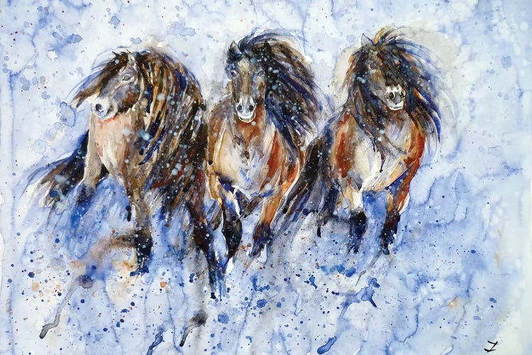 Yakutian Horses In The Snow Storm