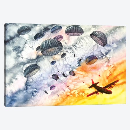 Airborne Dawn Watercolor   Canvas Print #ZDZ133} by Zaira Dzhaubaeva Art Print