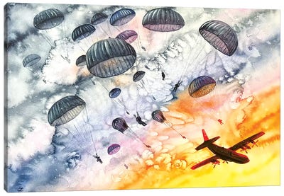 Airborne Dawn Watercolor   Canvas Art Print - Military Art